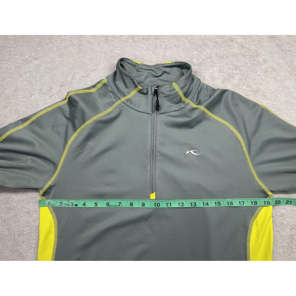 KJUS Quarter Zip Pullover Men 50/M Gray Neon Yellow Golf Performance Mid Layer - Picture 7 of 8